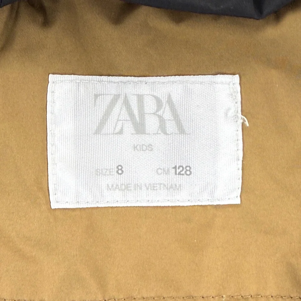 Zara Kids Brown Longline Hooded Down Puffer Coat Jacket‎ Size 8 READ